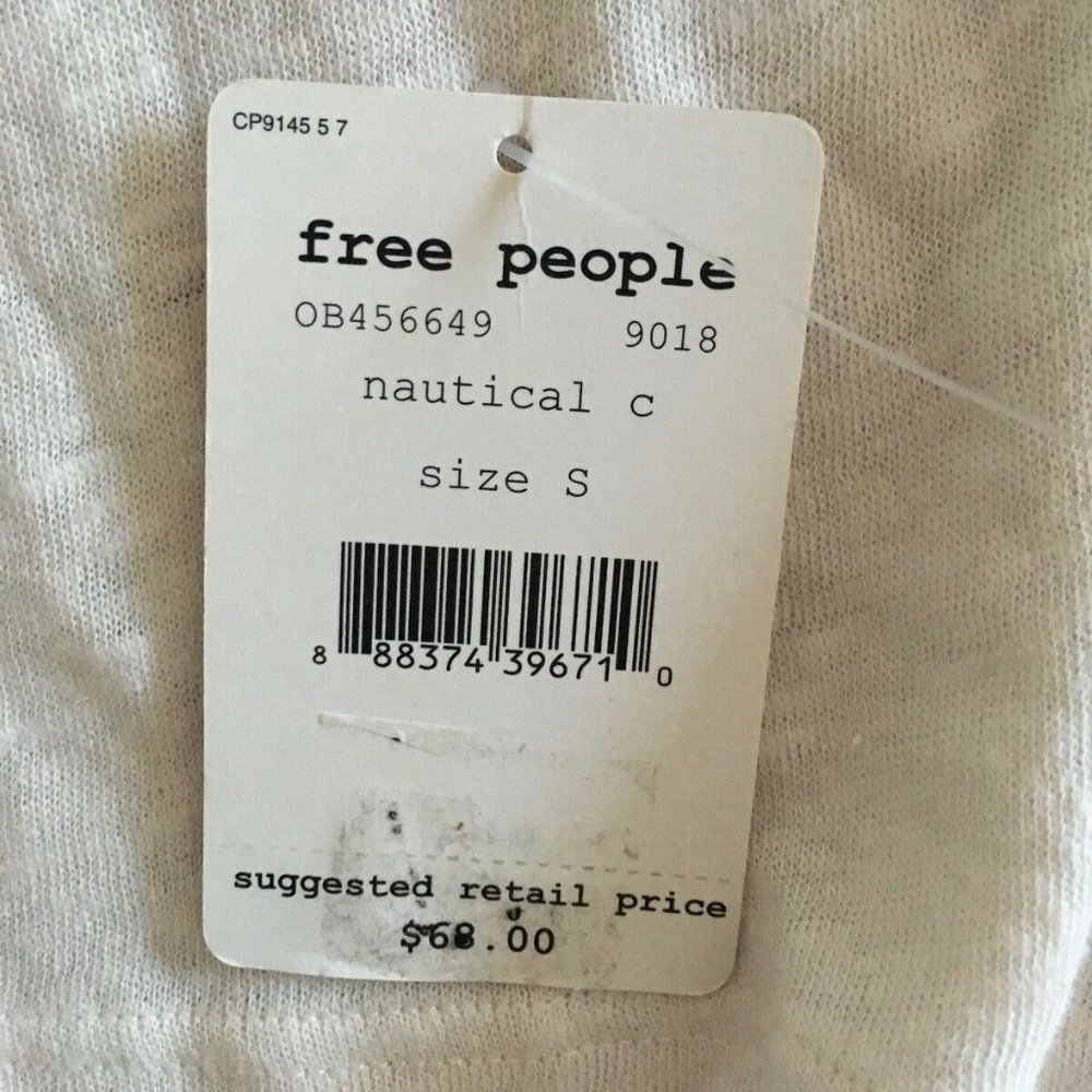 FREE PEOPLE Sea Side Linen Blend Tee Nautical - S - Picture 4 of 7